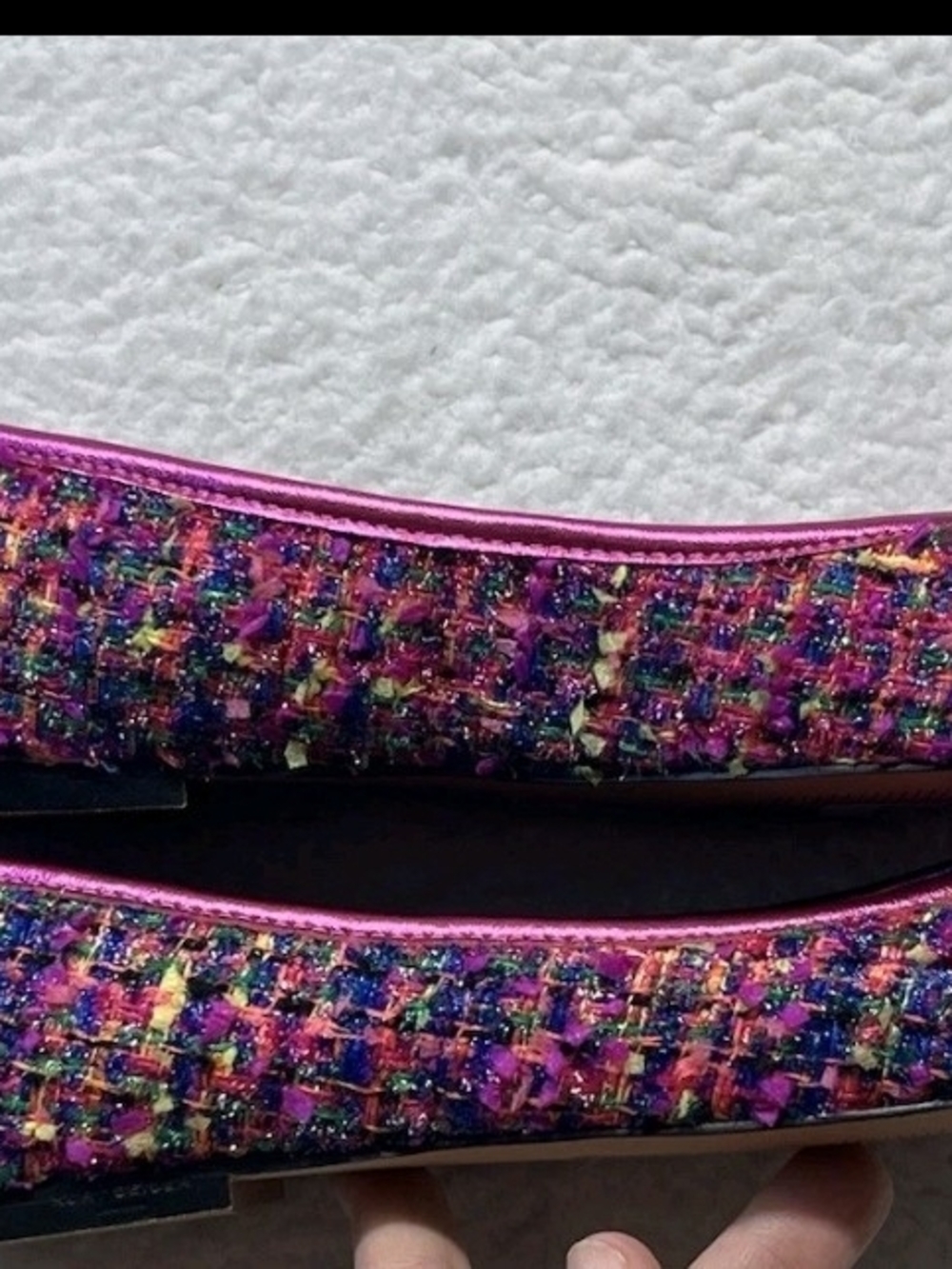 Kurt Geiger Metallic Fuchsia Tweed Ballet Flats with Gold Charm EU Size 40.5 - Picture 5 of 7
